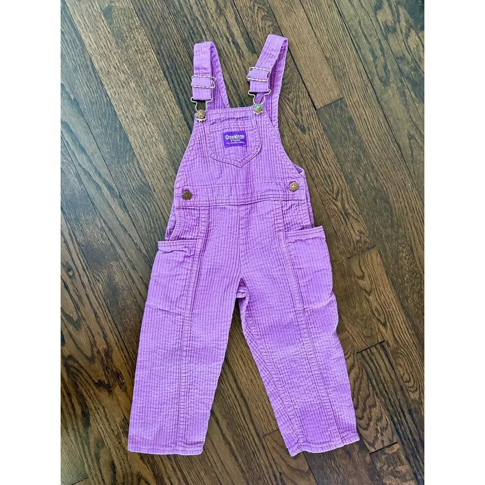 Vintage Vtg OshKosh B'gosh Lilac Purple Corduroy Overalls Size 4T Toddler